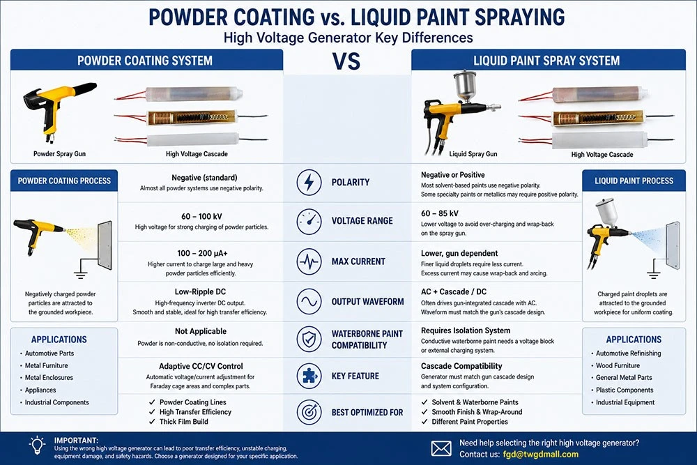 Powder vs Liquid Electrostatic Generators Voltage Polarity and Waveform Explained Clearly Powder vs Liquid Electrostatic Generators Voltage Polarity and Waveform Explained Clearly